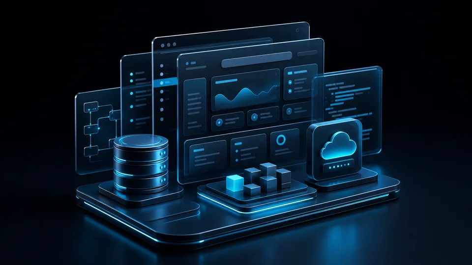 Interface 3D d'application web avec base de données et cloud