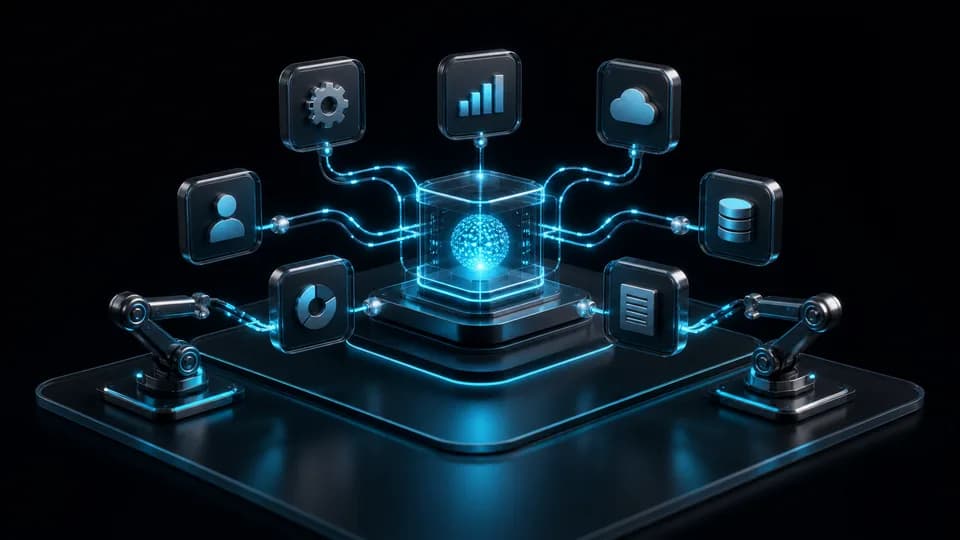 Système 3D d'automatisation reliant des outils métier